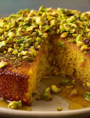Saffron Pistachio Basbousa Recipe Quick Basbousa Dessert Idea 30-minute Saffron Pistachio Cake Easy Saffron And Pistachio ...