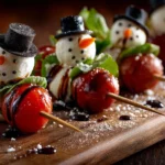 Snowman Caprese Skewers Recipe Easy Snowman Caprese Appetizer Holiday Caprese Skewer Ideas Christmas Party Caprese Skewers...