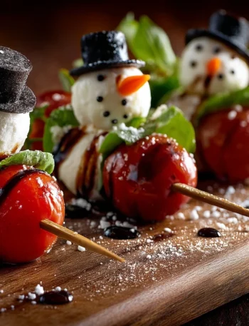 Snowman Caprese Skewers Recipe Easy Snowman Caprese Appetizer Holiday Caprese Skewer Ideas Christmas Party Caprese Skewers...
