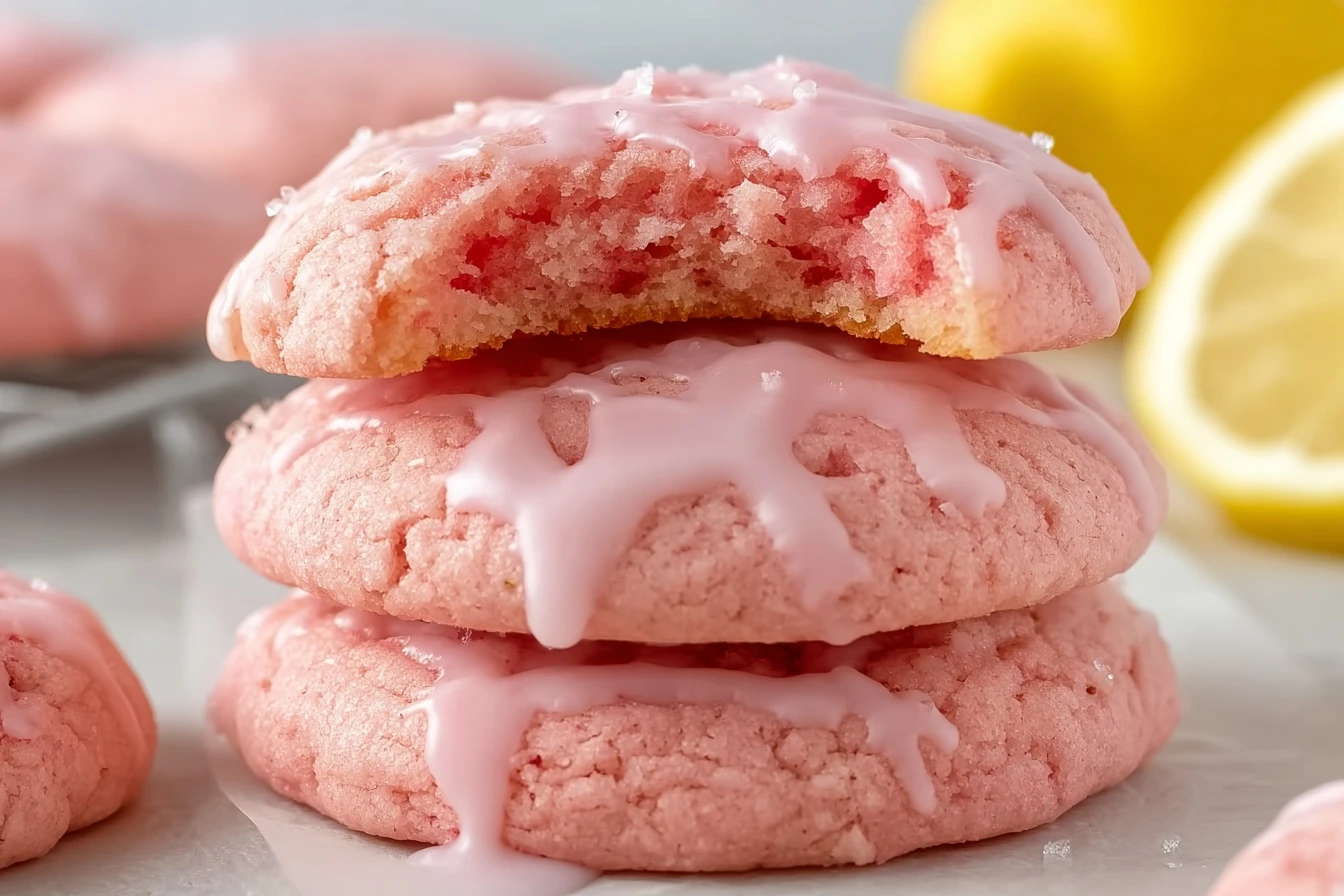 Strawberry Cake Mix Cookie Recipe Lemon Glaze Strawberry Cookies Easy Strawberry Lemon Cookies How To Make Cake Mix Cookie...