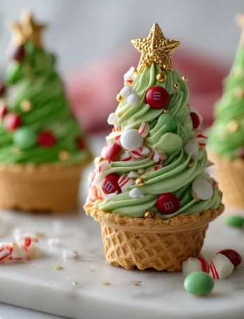 Stuffed Sugar Cone Christmas Trees Recipe Edible Christmas Tree Cones DIY M&M And Peppermint Cone Trees How To Make Sugar ...