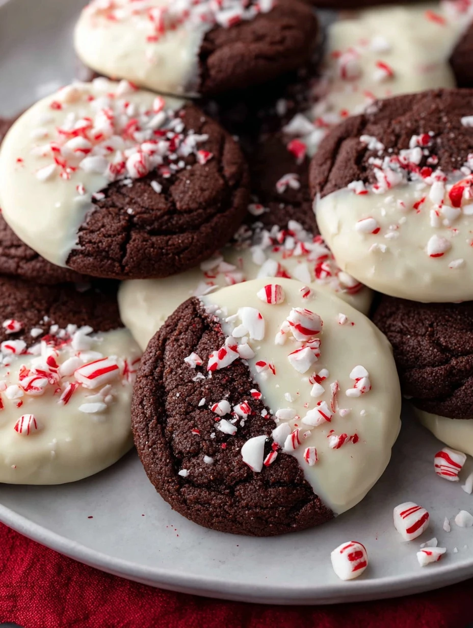White Chocolate Peppermint Cookies Recipe Best White Chocolate Dipped Cookies Peppermint Chocolate Cookies Holiday Treat G...