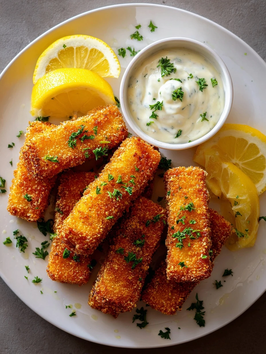 Golden Crispy Baked Fish Sticks & Dreamy Tartar Sauce