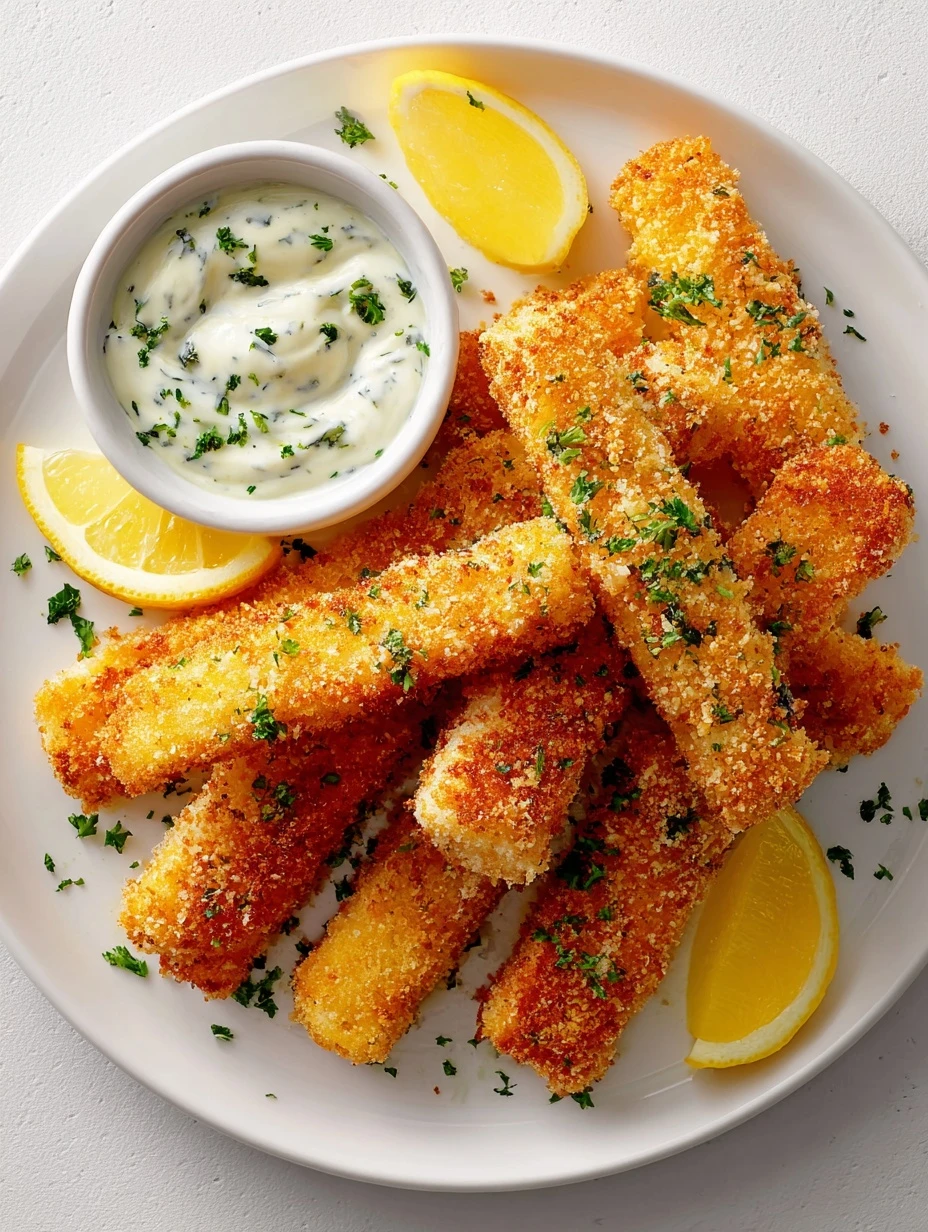 Best Golden Crispy Fish Stick Recipe Homemade Tartar Sauce For Fish Oven-baked Fish Sticks With Tartar Crispy Golden Fish ...