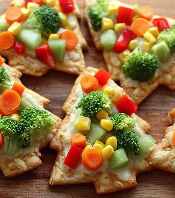 Christmas Tree Cold Veggie Pizza Recipe Easy Christmas Veggie Tree Pizza Festive Cold Vegetable Pizza Holiday Themed Veggi...