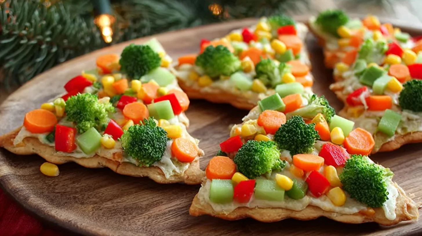 Christmas Tree Cold Veggie Pizza Recipe Easy Christmas Veggie Tree Pizza Festive Cold Vegetable Pizza Holiday Themed Veggi...