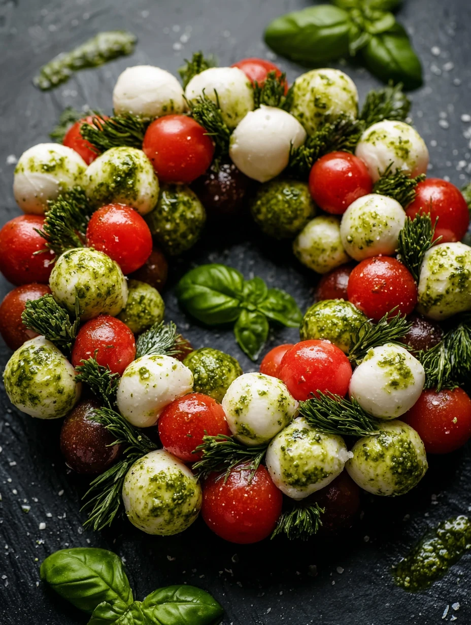 Easy Caprese Christmas Wreath Recipe Fresh Caprese Wreath For Holidays Festive Caprese Salad Christmas Wreath How To Make ...