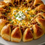 Easy Cheesy Beef Taco Ring Recipe How To Make A Beef Taco Ring Family-friendly Taco Ring Meals Cheesy Beef Taco Ring Cooki...
