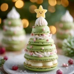 Easy Christmas Tree Cake Macarons Recipe Homemade Holiday Macaron Ideas Best Christmas Macaron Flavors Festive Tree-shaped...