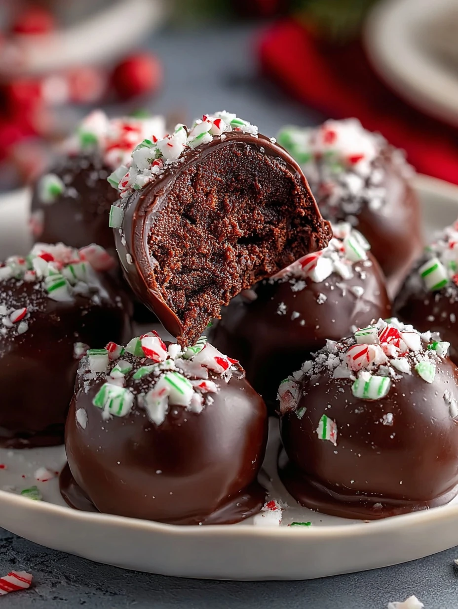 Easy Peppermint Brownie Truffles Recipe No-bake Peppermint Brownie Truffles Decadent Peppermint Chocolate Truffles Homemad...