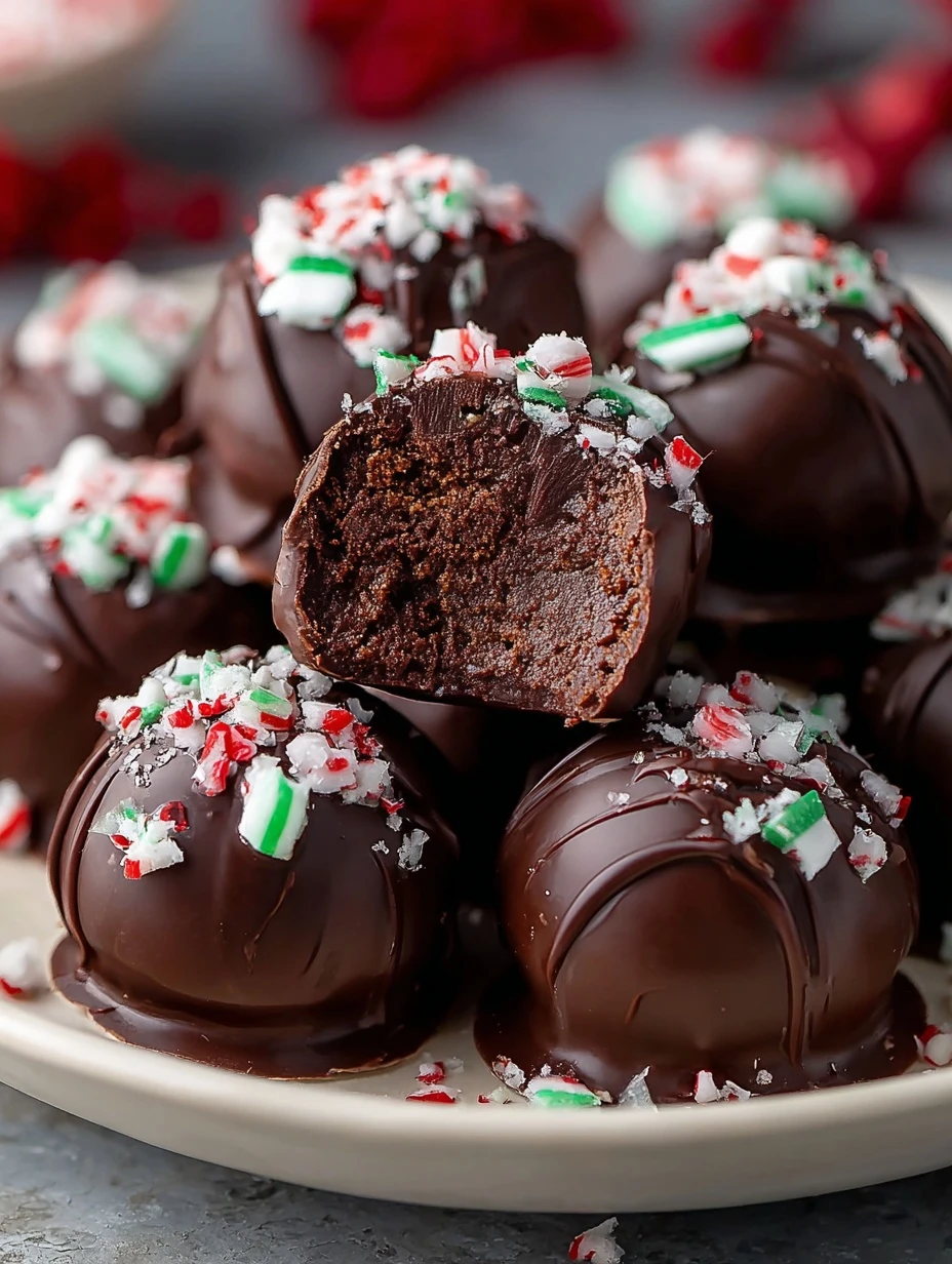 Easy Peppermint Brownie Truffles Recipe No-bake Peppermint Brownie Truffles Decadent Peppermint Chocolate Truffles Homemad...