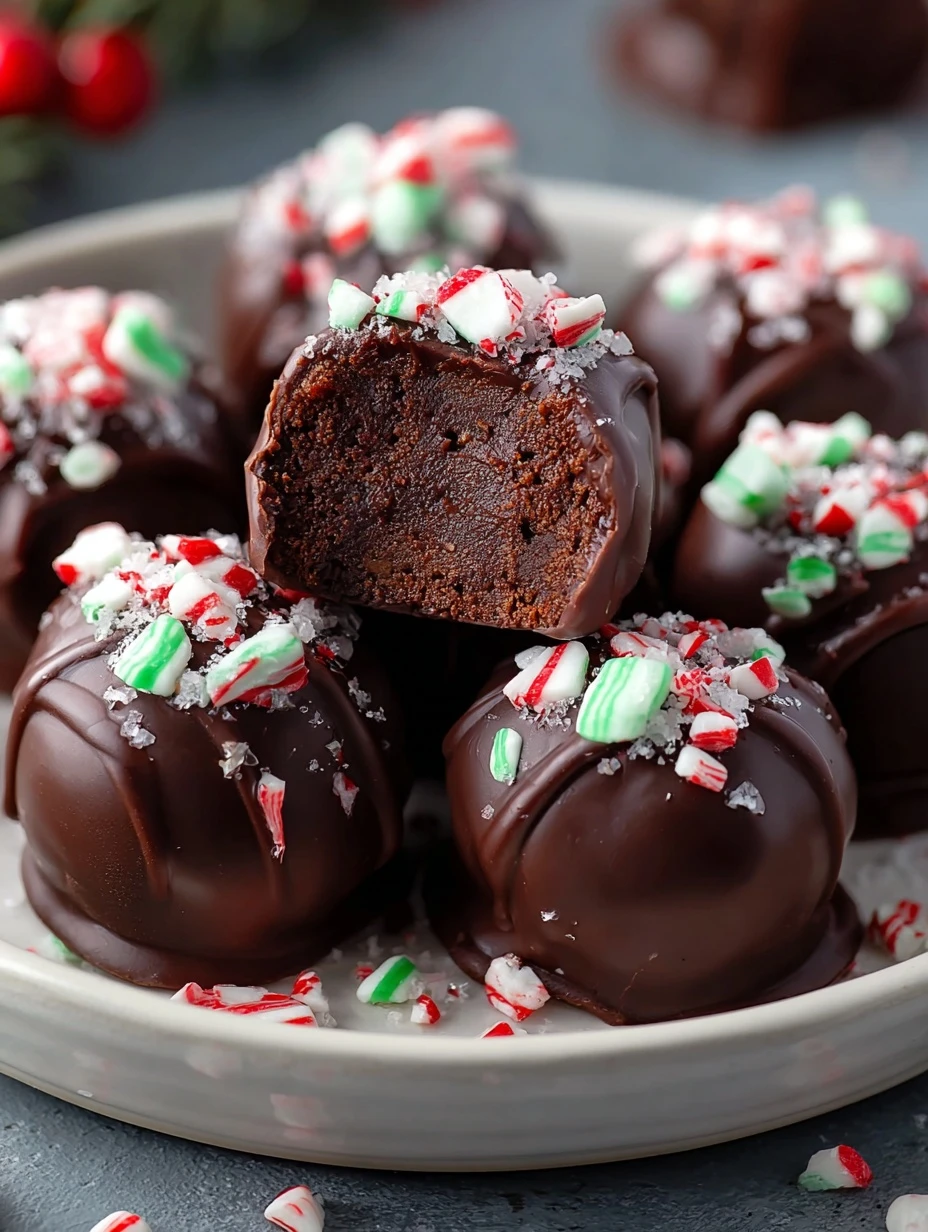 Easy Peppermint Brownie Truffles Recipe No-bake Peppermint Brownie Truffles Decadent Peppermint Chocolate Truffles Homemad...