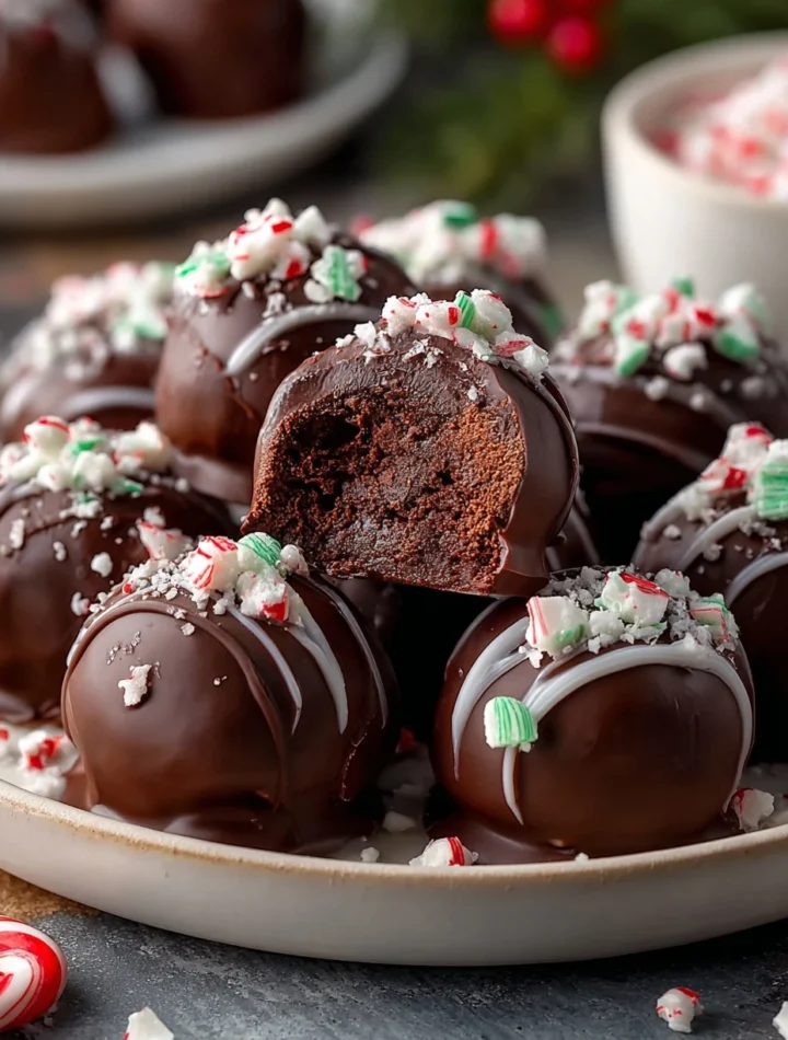 Easy Peppermint Brownie Truffles Recipe No-bake Peppermint Brownie Truffles Decadent Peppermint Chocolate Truffles Homemad...
