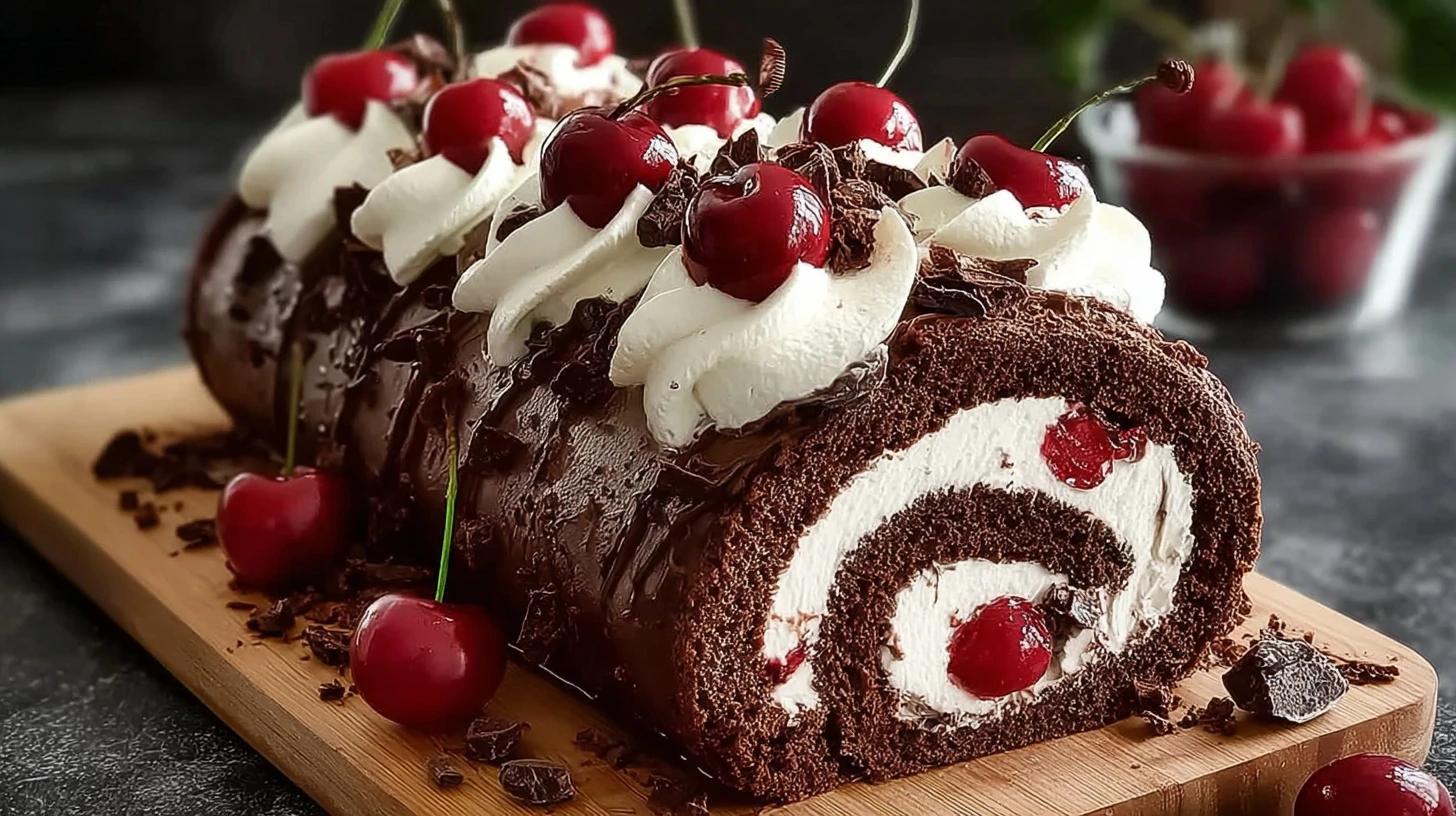 Elegant Black Forest Cake Roll