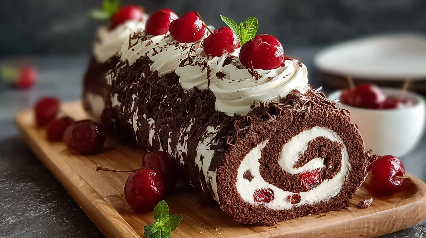 Elegant Black Forest Cake Roll Recipe How To Make A Black Forest Cake Roll Best Elegant Black Forest Cake Black Forest Cak...
