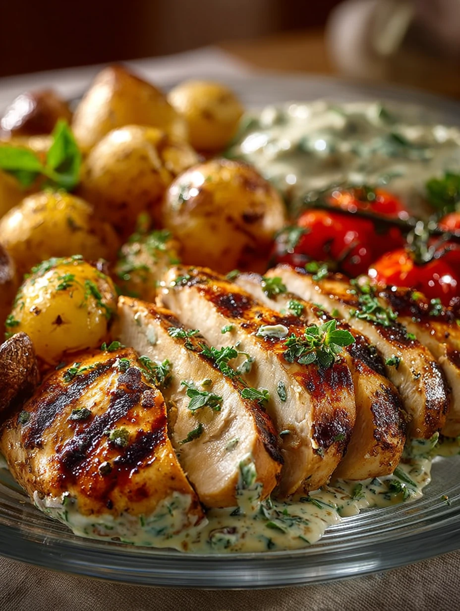 Grilled Chicken With Creamy Herb Sauce Recipe Best Herbs For Creamy Chicken Sauce Roasted Vegetables Pairing With Grilled ...