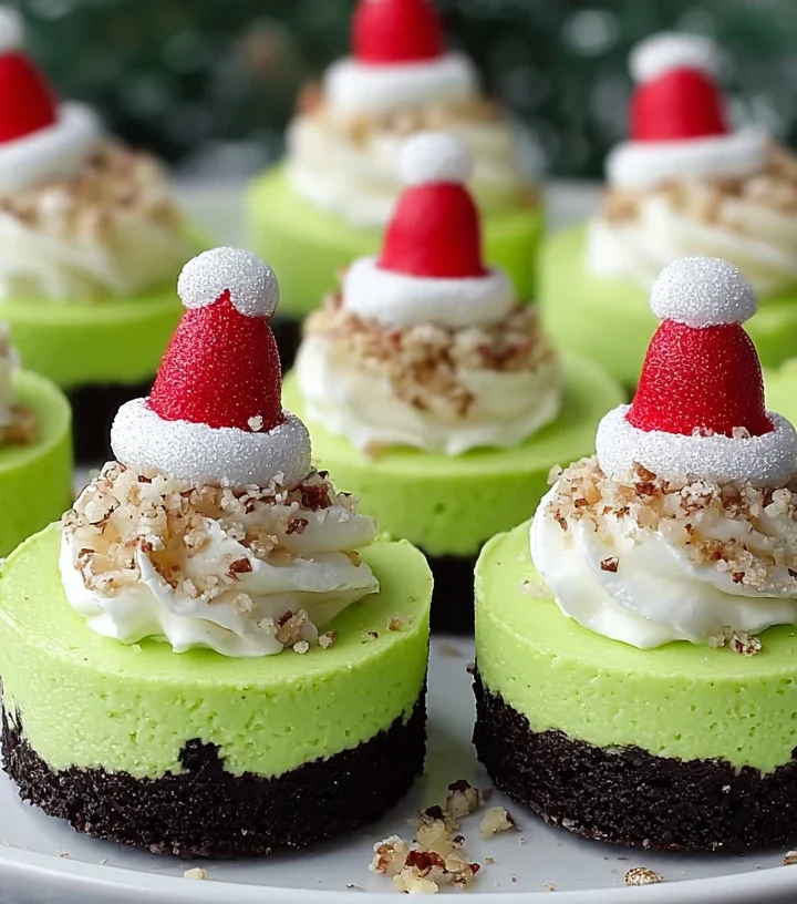 Grinch Mini Cheesecake Recipe Easy Grinch Mini Cheesecakes Christmas Grinch Cheesecake Bites Homemade Grinch Cheesecake Mi...