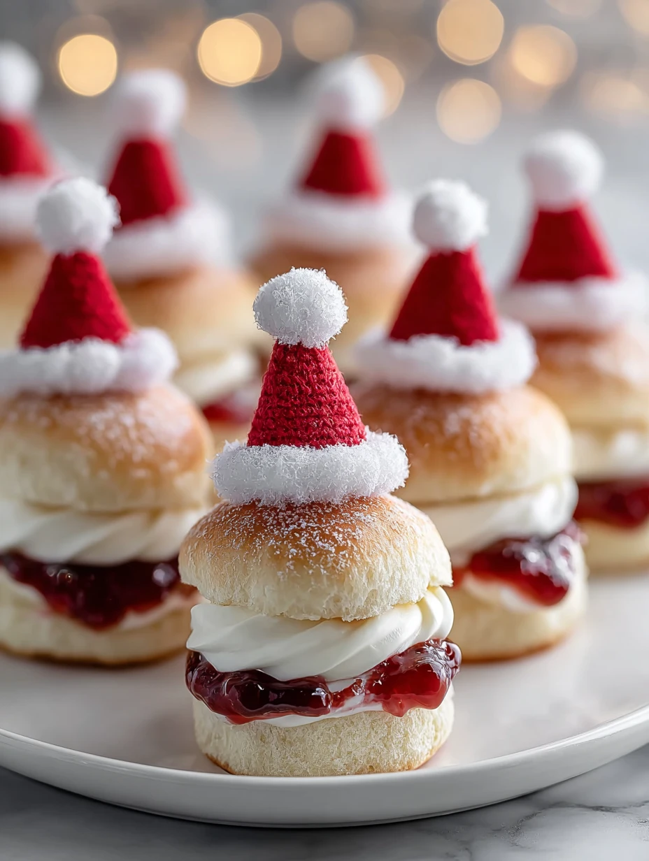 Santa Hat Yogurt Cake Sliders Recipe No-Bake Santa Hat Treats Festive Yogurt Cake Sliders Ideas Easy Santa Hat Desserts DI...