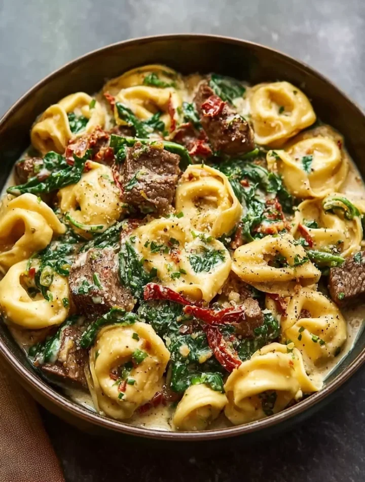 Creamy Tuscan Spinach Steak Bites Tortellini Cozy Italianinspired