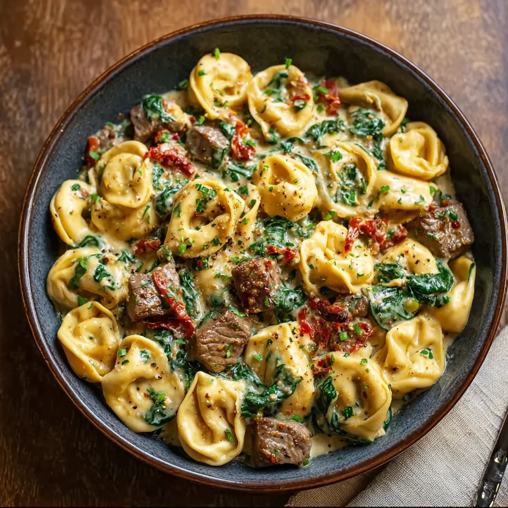 Creamy Tuscan Spinach Steak Bites Tortellini Cozy Italianinspired