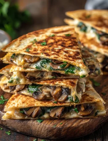 Crispy Baked Spinach Mushroom Quesadillas