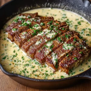 Garlic Butter Steak with Parmesan Cream Sauce