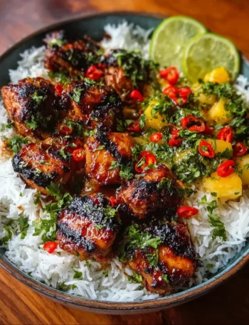 Grilled Maple Sriracha Chicken Bites Coconut Rice