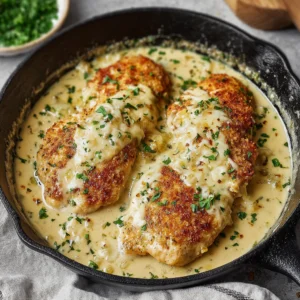 Parmesan Crusted Chicken with Creamy Garlic Sauce