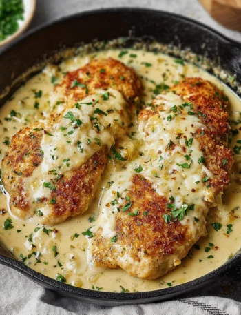 Parmesan Crusted Chicken Creamy Garlic Sauce