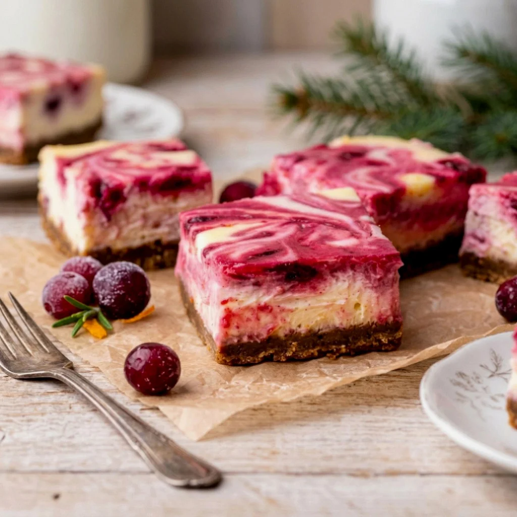 Cranberry Cheesecake Bars with Gingersnap Crust
