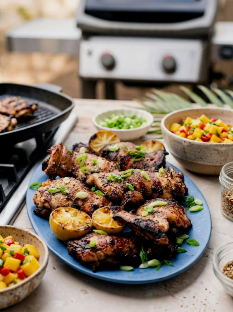 Easy Grilled Jerk Chicken Thighs
