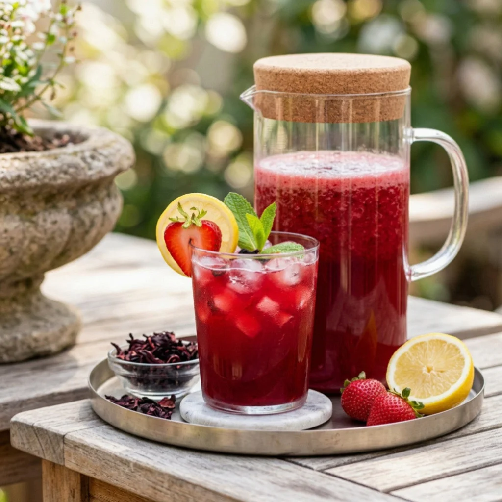 Fresh Strawberry Hibiscus Lemonade