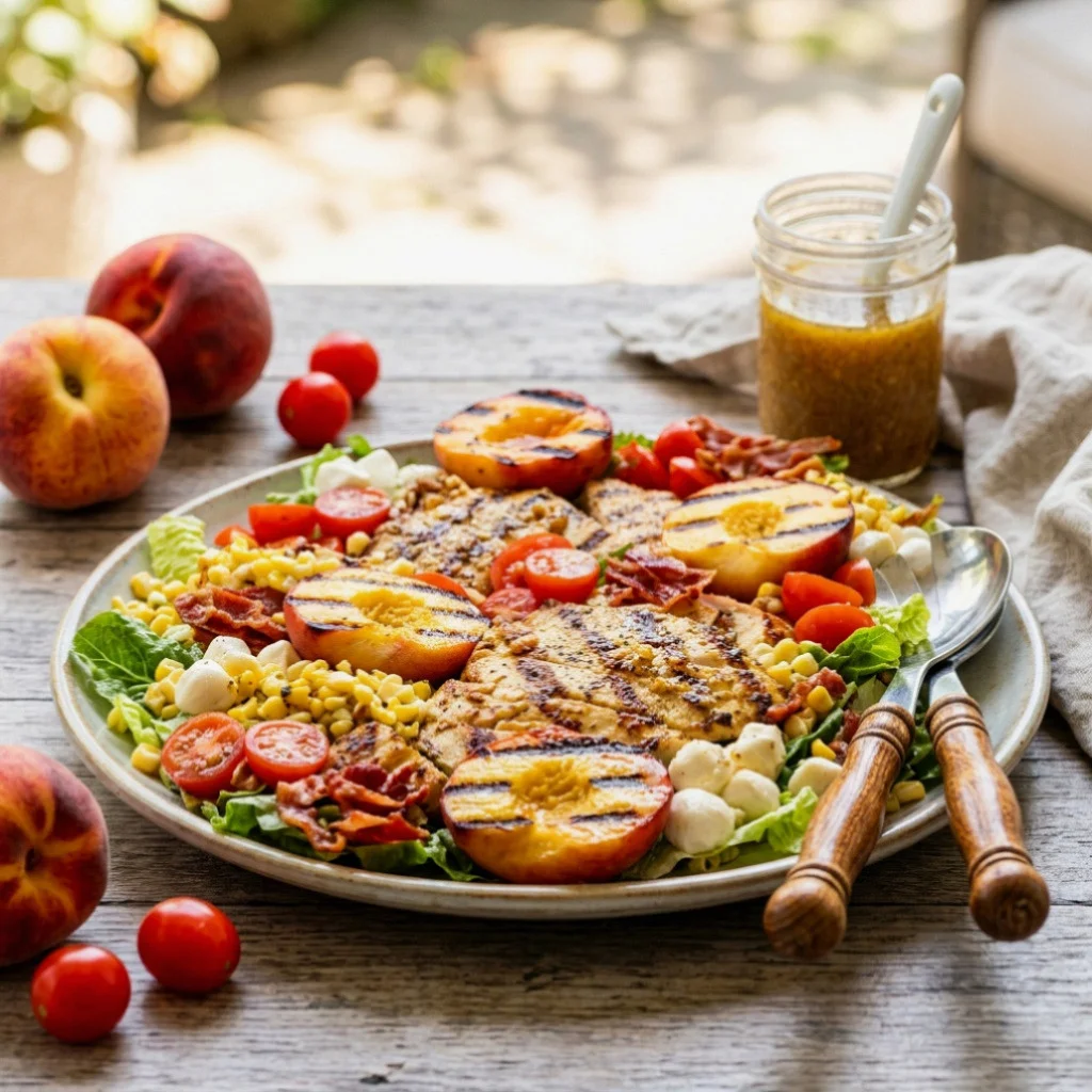 Grilled Pesto Chicken Summer Peach Salad