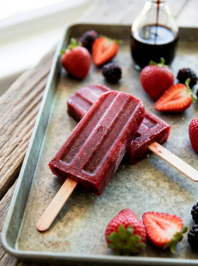 Strawberry ice pops