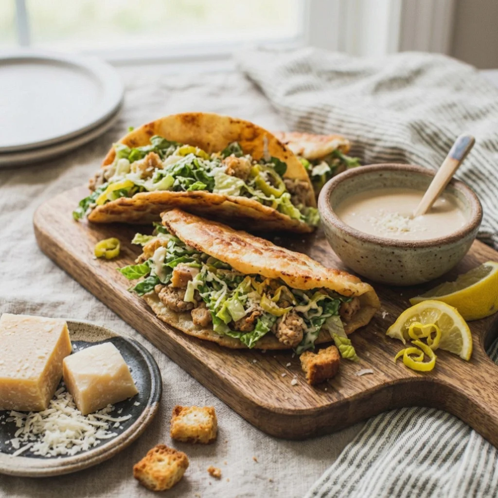 Chicken Caesar Smash Tacos